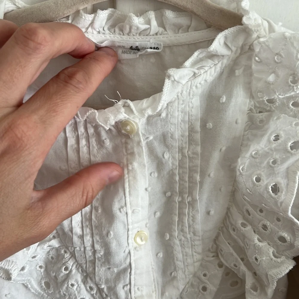 Zara (VGUC) | 4-5 ruffle swiss dot blouse + collared ribbed long sleeve
